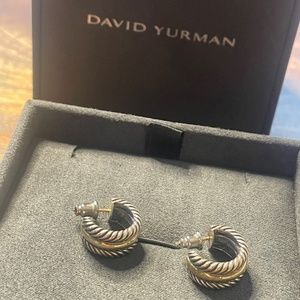 David Yurman cable hoop earrings14k yellow gold and Sterling silver